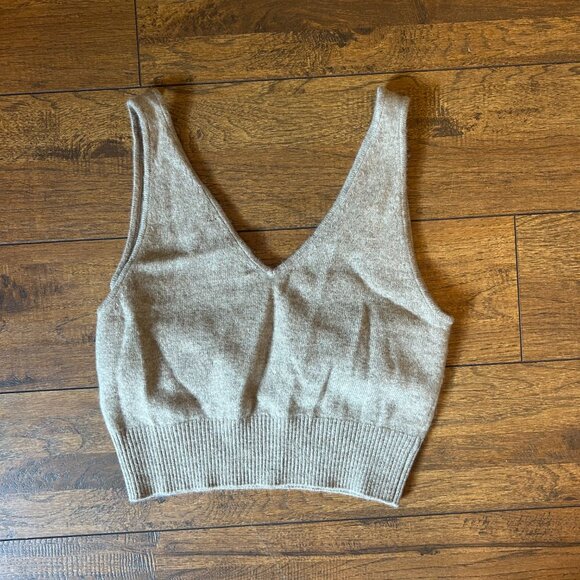 Quince Mongolian Cashmere Midi Skirt & Sweater Tank Size Small Heather Oatmeal - Picture 7 of 7